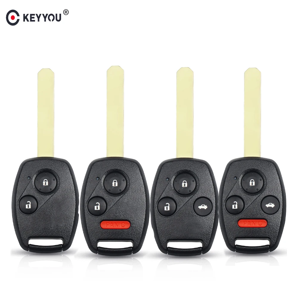 

KEYYOU 2/3/3/4 Button Remote Car Key Shell For Honda Civic Accord Fit CRV Pilot Insight Jazz HRV 2001 2002 2003 Fob Case Cover