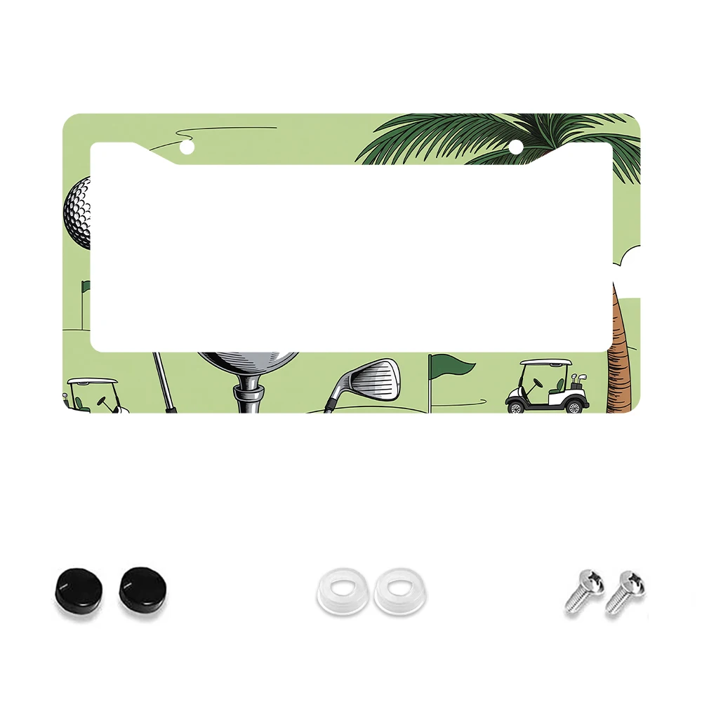 

1 шт., рамка номерного знака с 2 отверстиями в виде зеленого гольфа, алюминиевый материал, 6x12 дюймов с комплектом винтов, украшение автомобиля и подарок