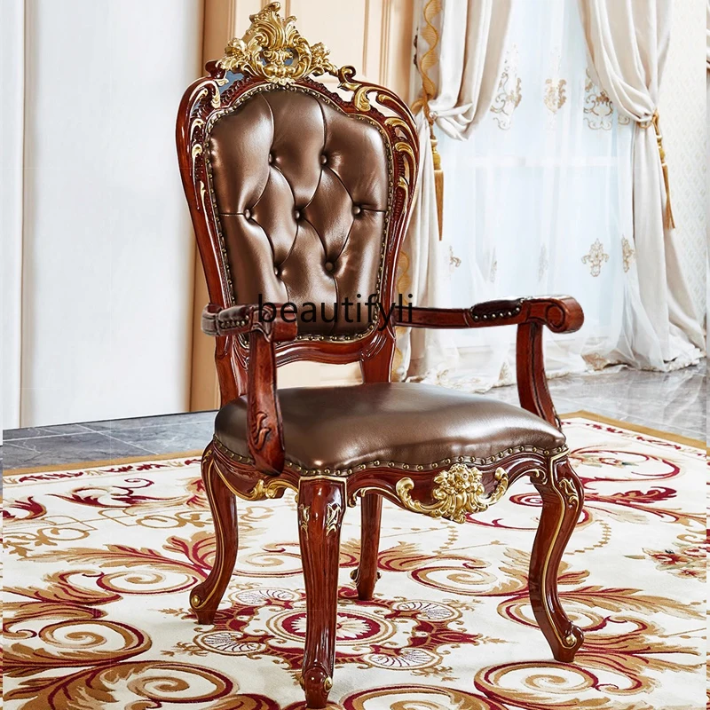 

Solid wood leather dining chair American hotel dining table and chair combination furniture dining table back chair