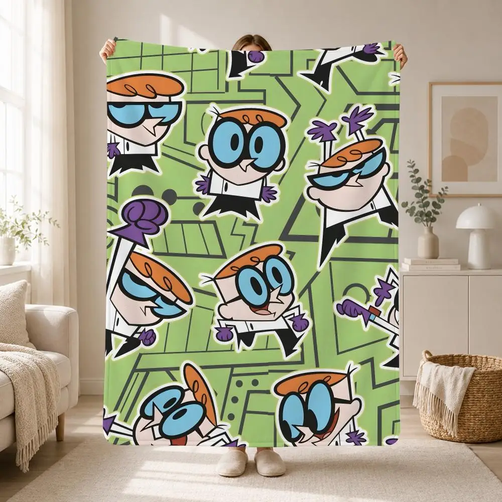 Classic Sci-Fi Comedy Cartoon Dexter's Laboratory Throw Soft Plush Flannel Throw Blanket Sofa Bed Travel Home Decor