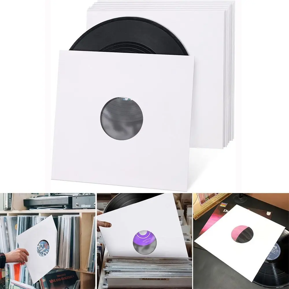 Useful White Vinyl Records Sleeve 7/10/12inch Resealable Record Protection LP Record Cover Record
