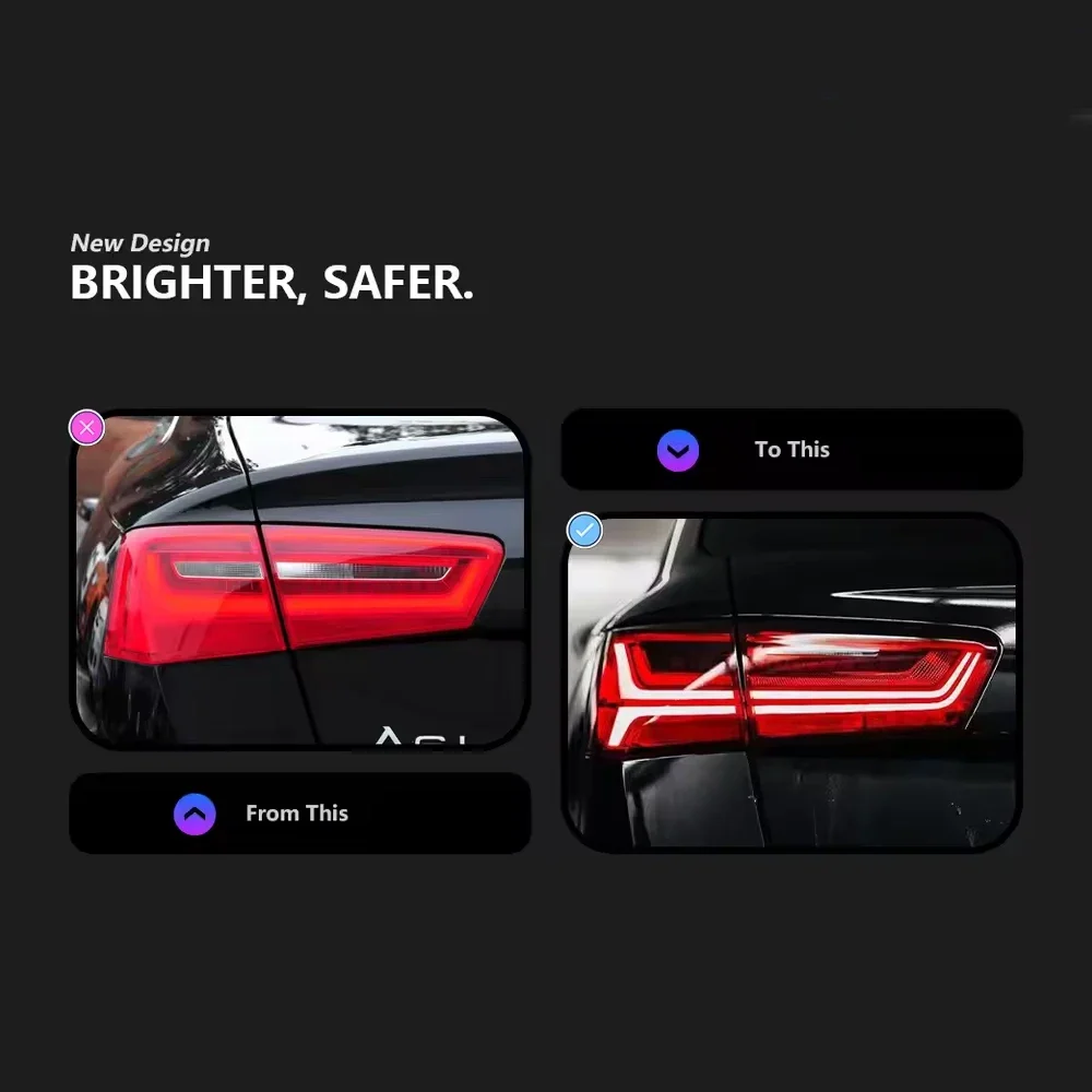 

TYPY Новый светодиодный задний фонарь, обновленный, модифицированный для Audi A6, задний фонарь A6L S6 C7 2012-2015, динамический сигнальный задний фонарь, автоаксессуары