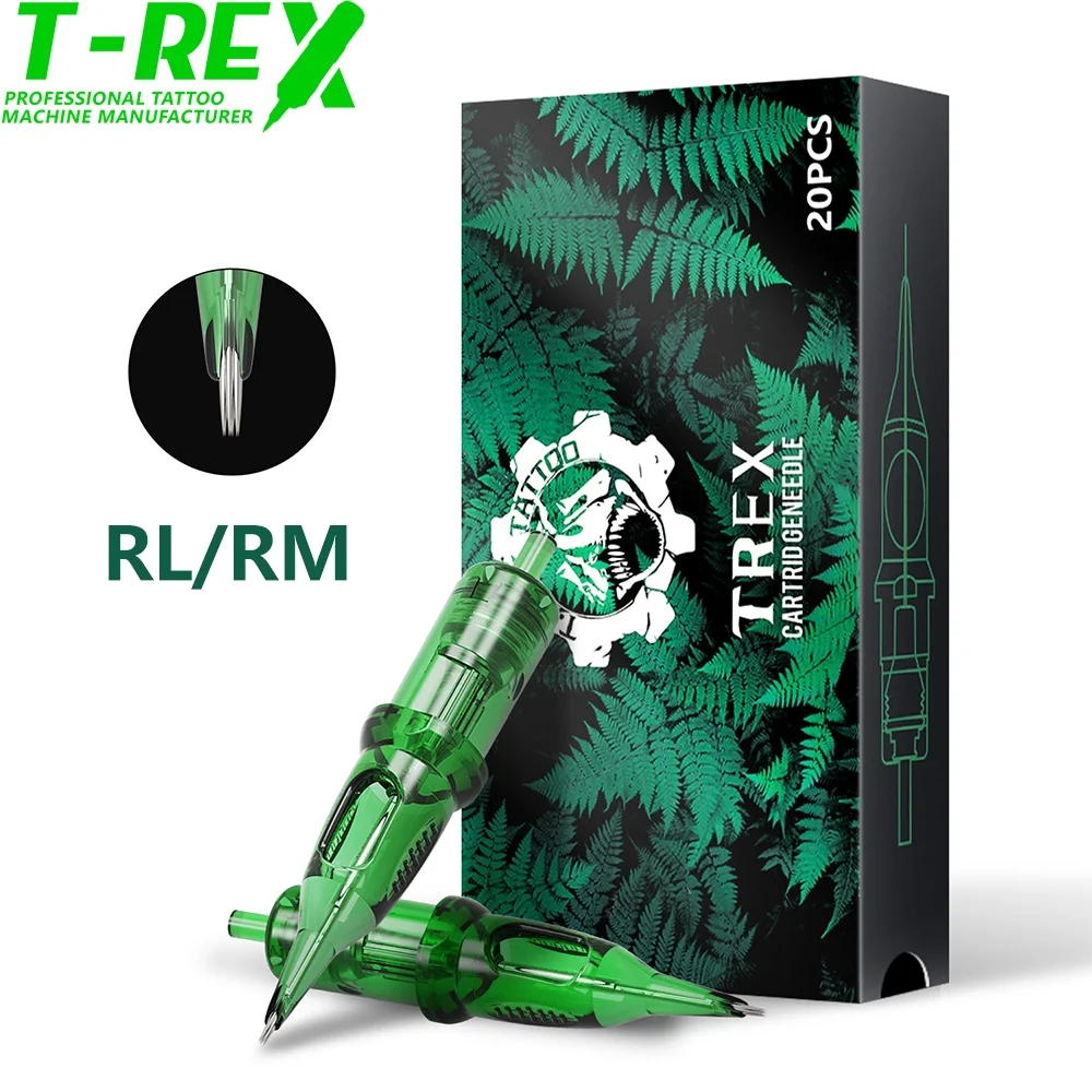 T-REX 20pcsTattoo Cartridge Sterile Safety Needles RLRM Tattoo Rotary Pen Round Lining 0.25MM 0.3MM 0.35MM