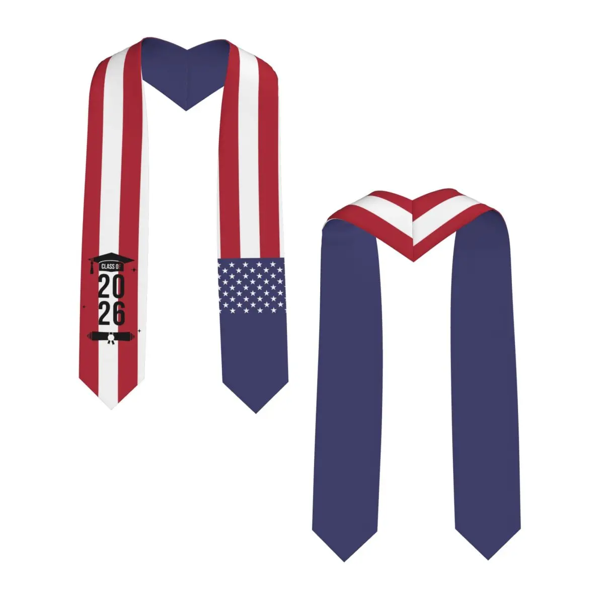 Class Of 2026 United States USA Flag Graduation Stole Sash Scarf For International Students Proud 183CM Long