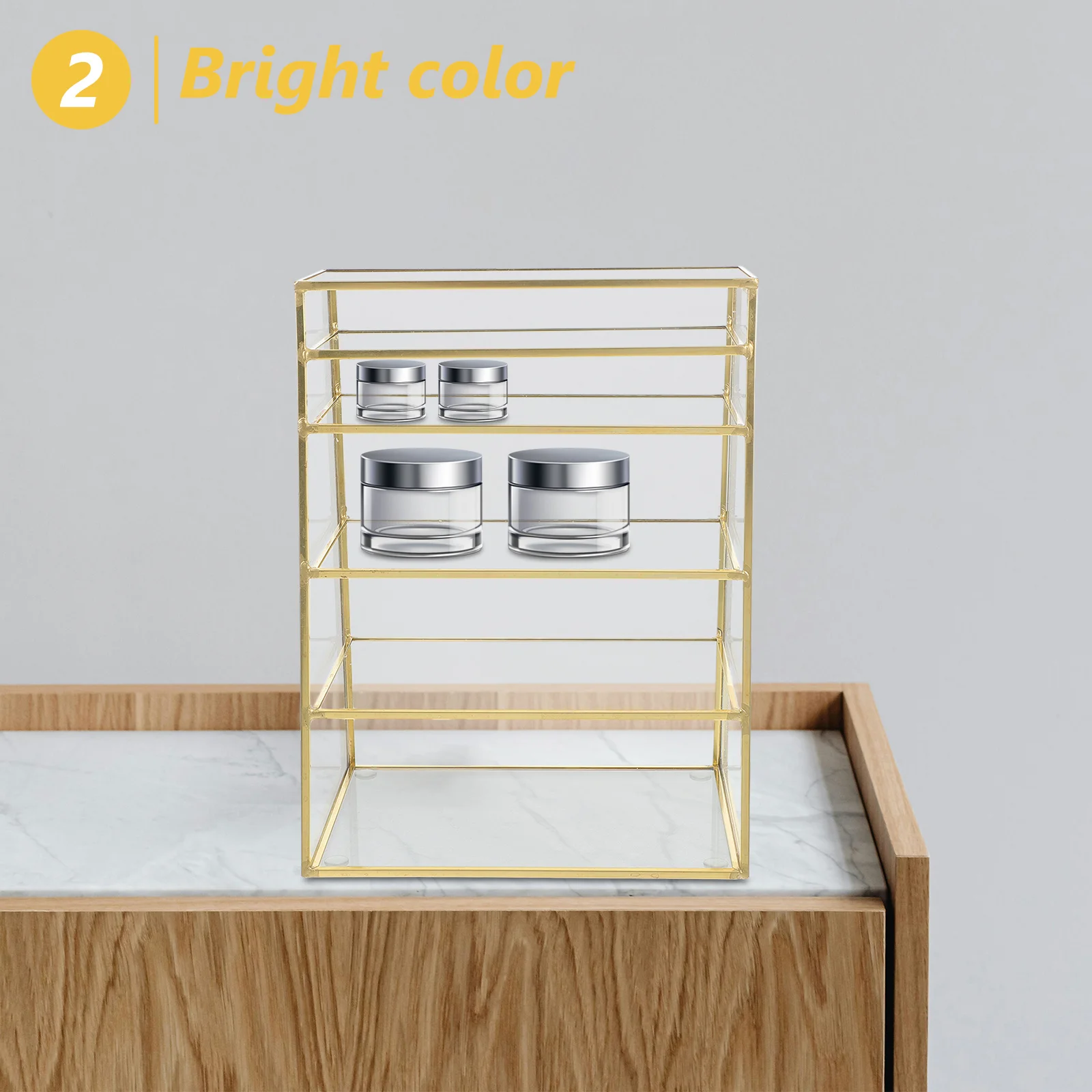 

1Pcs Makeup Organizer Transparent Glass Rack Multilayer Storage Shelf Lipstick Pressed Powder Holder Desktop Cosmetics Storage