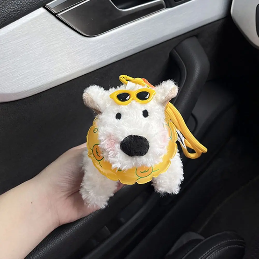 Criativo Plush West Highland Dog Keychain Ornamento de suspensão dos desenhos animados Pingente de saco Chaveiro do carro Acessórios para sacos Presentes para casal