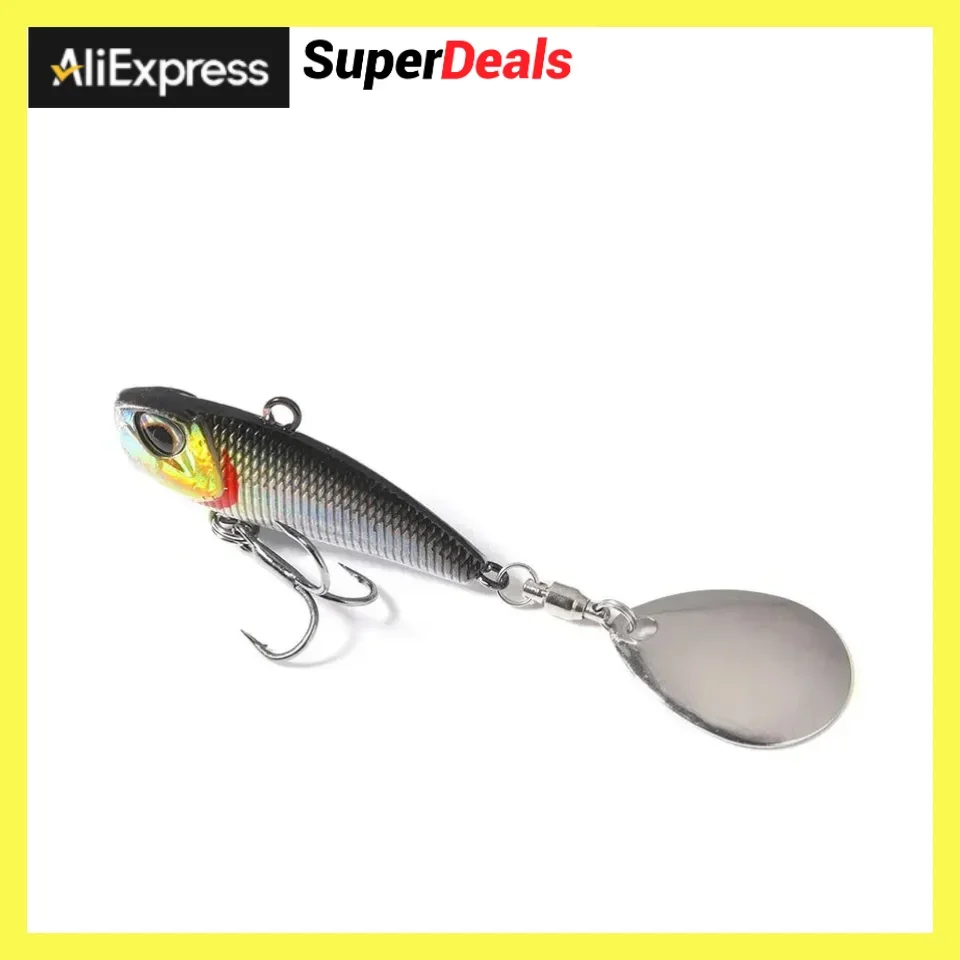 Metal VIB Spinner Bait Wobbler Trolling Bait Fishing Lure Rotating Tail Vibration Sequins Predator for Pike Bass