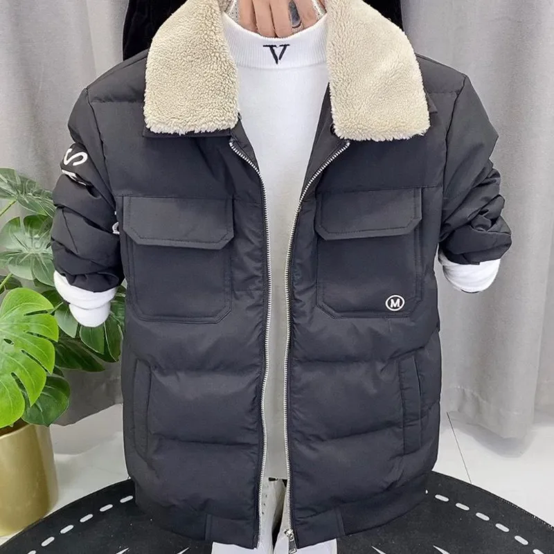 Men Jacket Lapel Slim Trendy Clothing Casual Autumn Winter Korean Fashion Coat Loose Pocket Yellow Black Light Grey Young Jacket