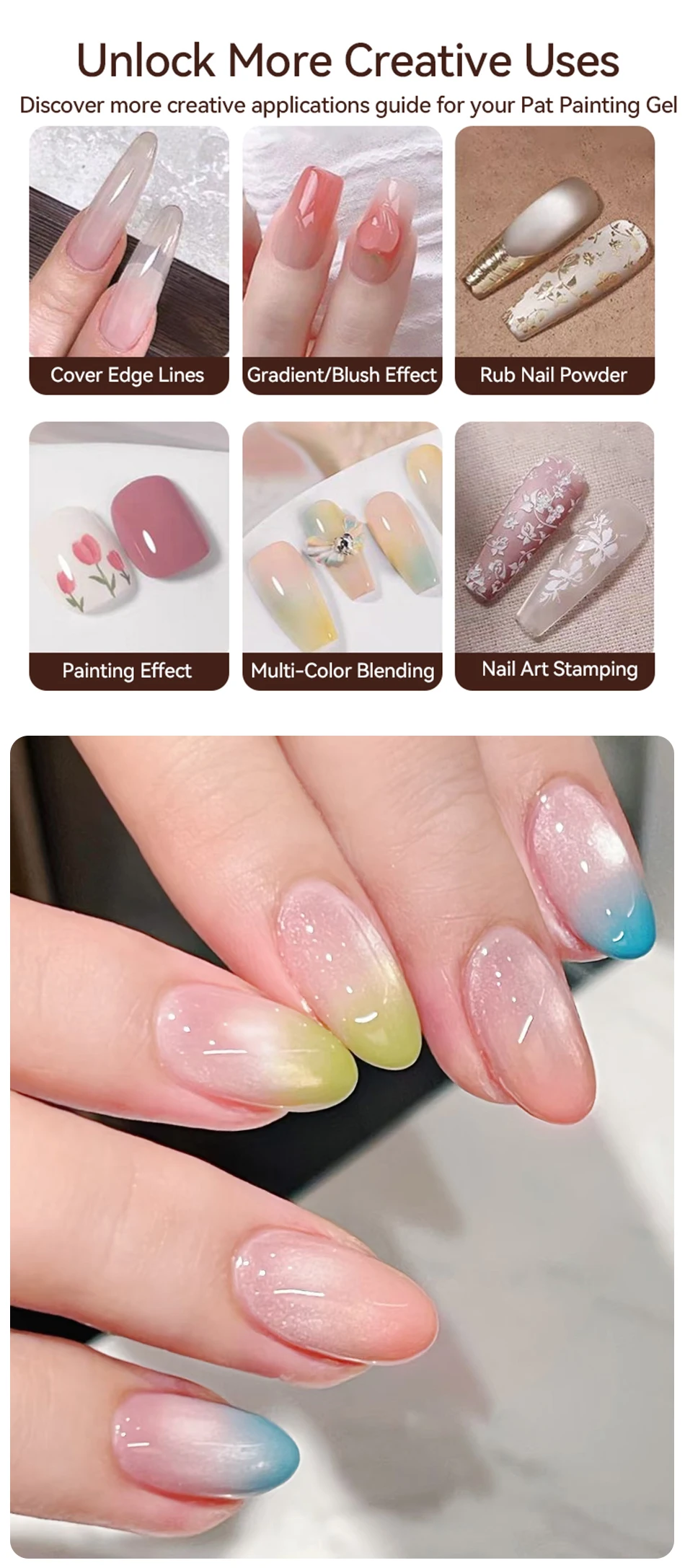 UR SUGAR 9 Farben Pat Painting Gel Nail 4 In 1 Semi Permanent Soak Off UV LED Nails Wird für Farbverlaufsstempelmuster verwendet – Detail 8