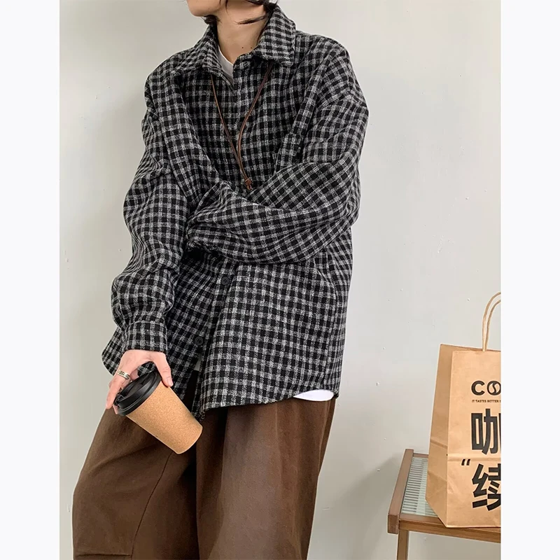 

Мужская винтажная куртка-жакет Bla Plaid Long Sleeve в стиле ретро, модная, новинка 2024 года, свободный крой, молодежная, весенняя коллекция