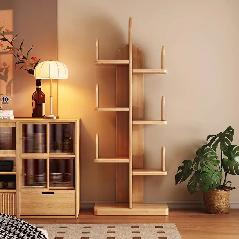 

Solid wood creative bookshelf Floor shelf Living room TV cabinet Shelf display shelf Household multi-layer small bookcase