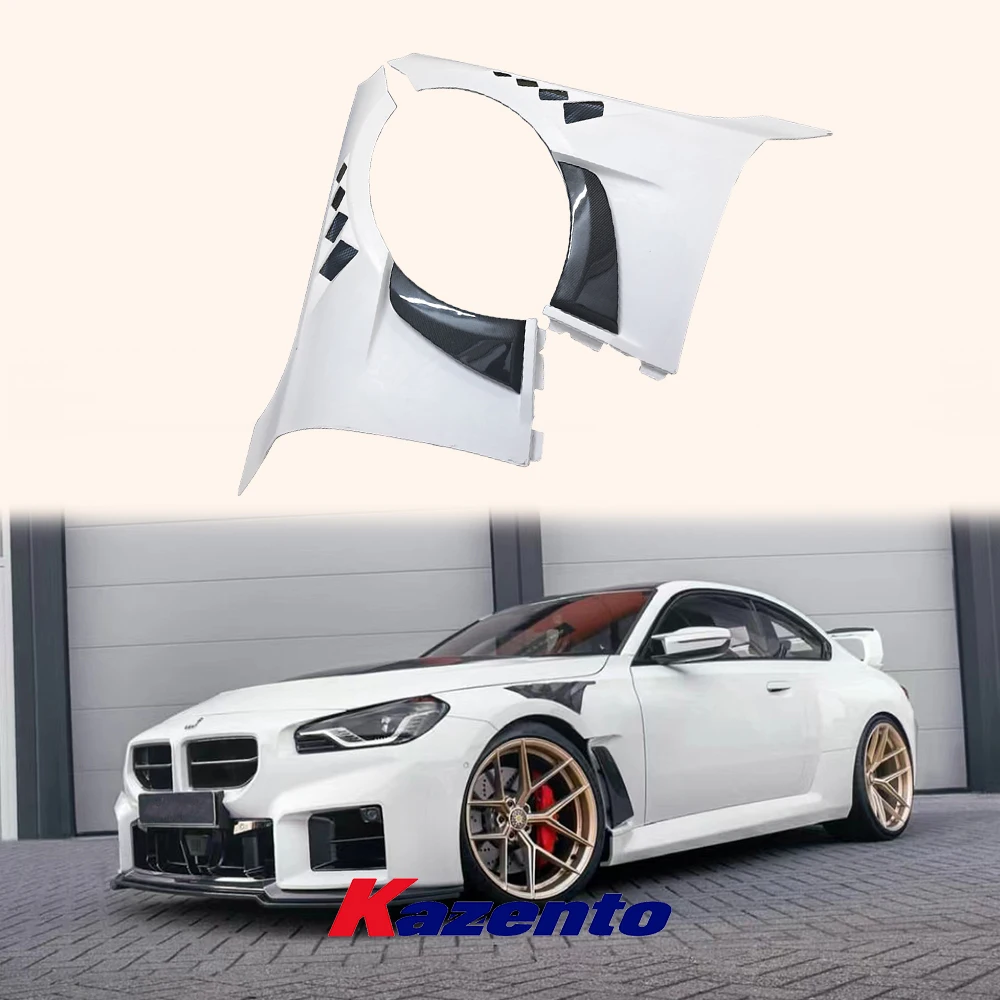 For BMW M2 G87 2023+ AP Style Vented Front Bumper Hood Fender Pair Carbon In Cap