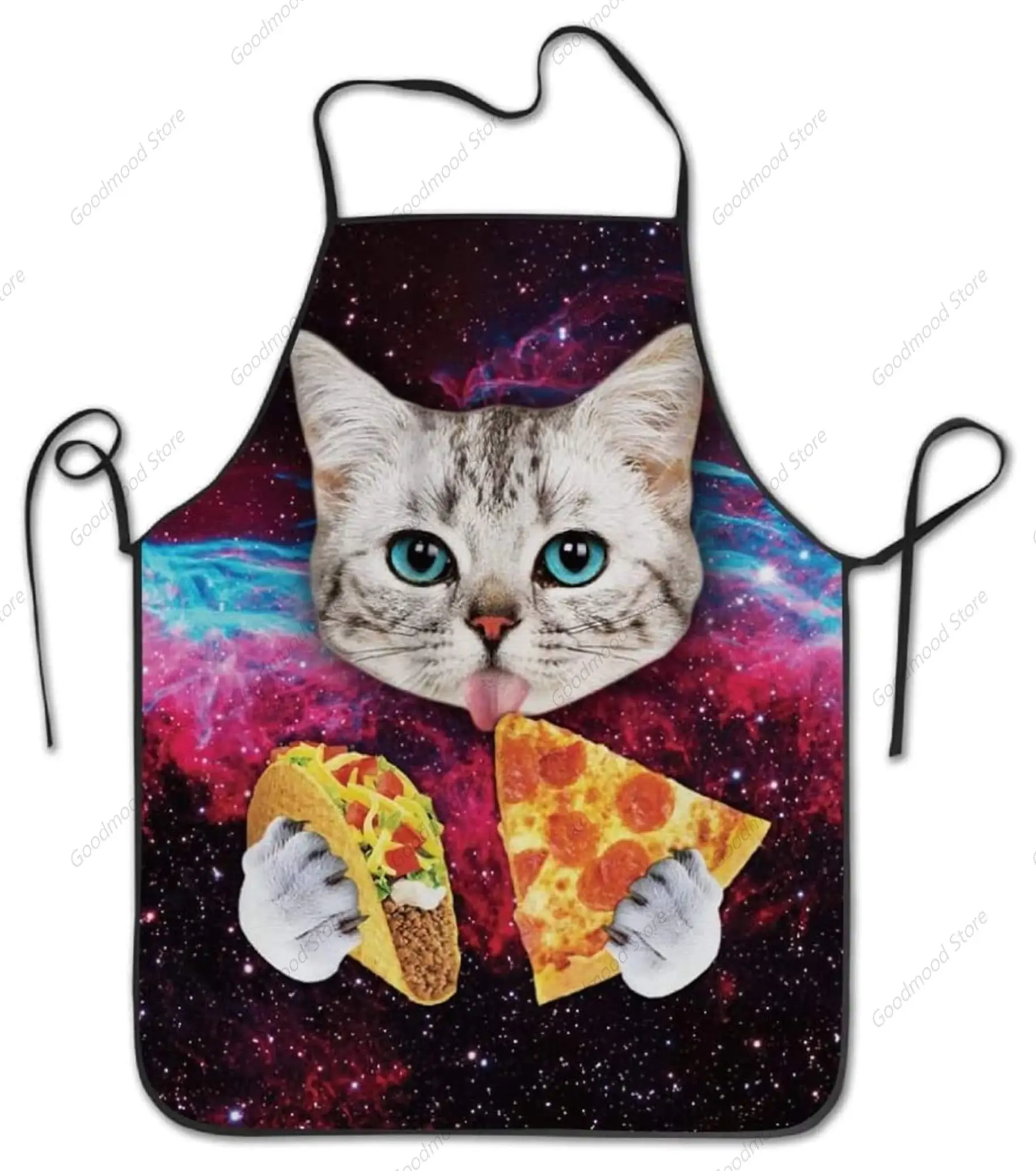 Galaxy Taco Cat Pizza Cooking Aprons Adjustable Bib Apron Waterdrop Cooking Kitchen Aprons for Women Men Chef