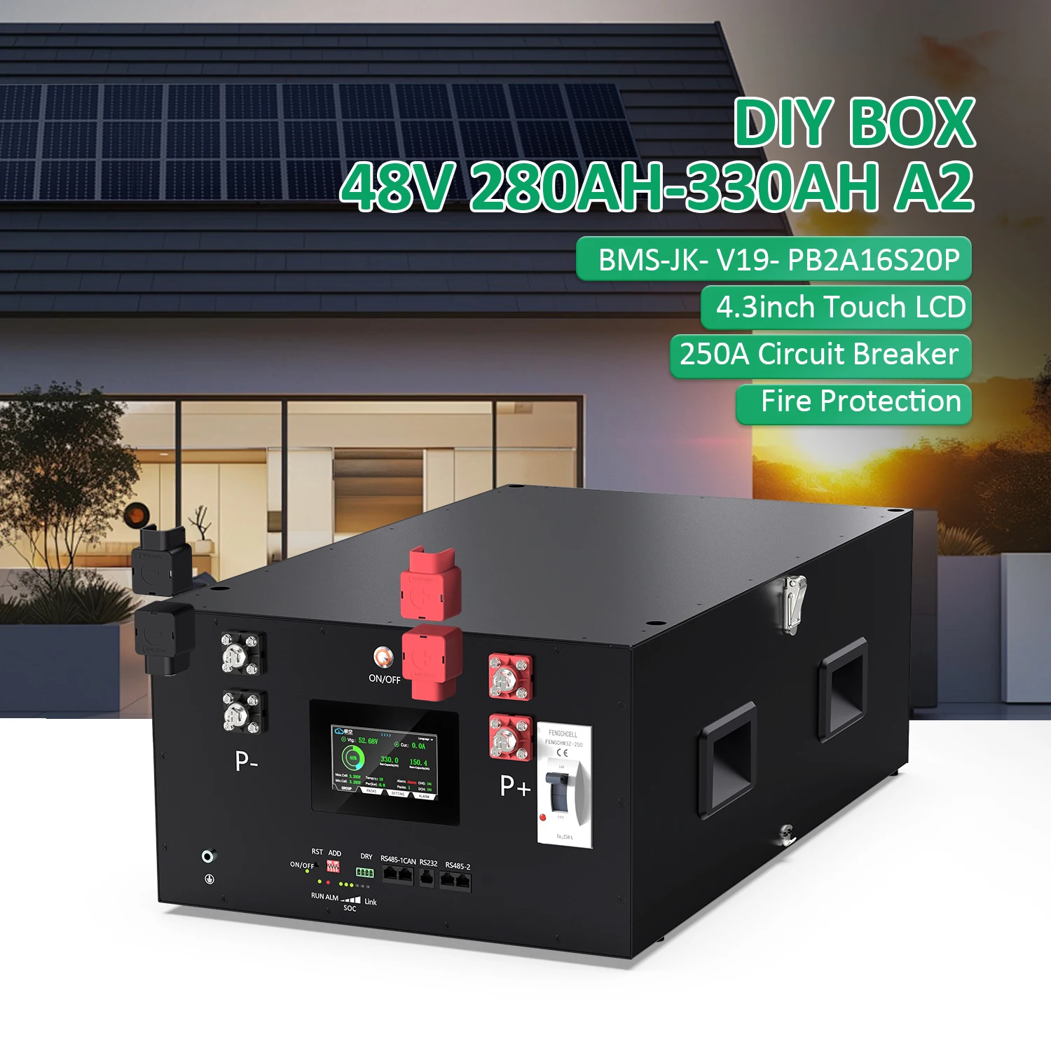 Stacked A2- Home Energy Storage Battery DIY Kit with Communication Function Compatible with More Inverters