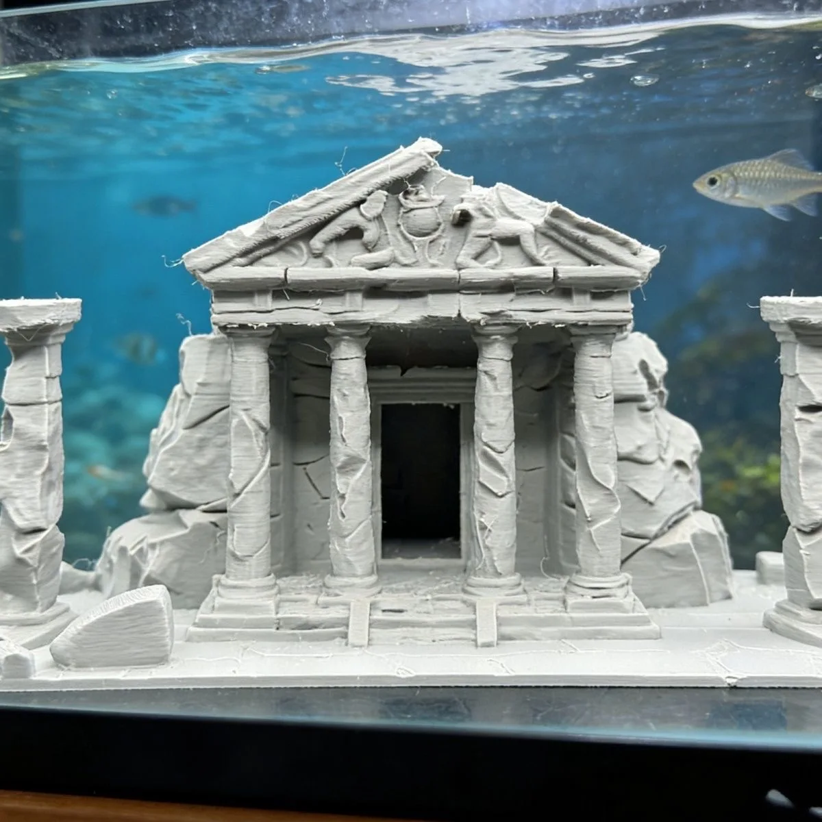 

Greek temple fish tank scenery, 3D printed fish and shrimp hiding house, aquarium Roman column ornaments, marine tank scenery