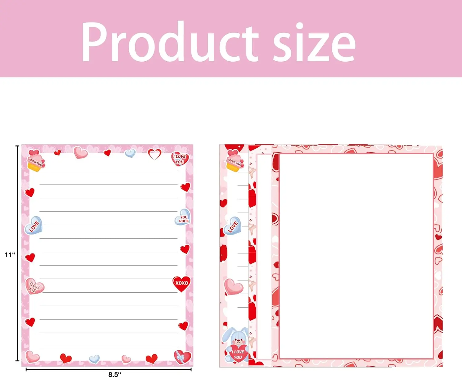 Happy Valentine's Day Letterhead Paper 48 Pcs Red Pink Love Heart Letter Writing Paper - Heart Valentines Day Paper Holiday