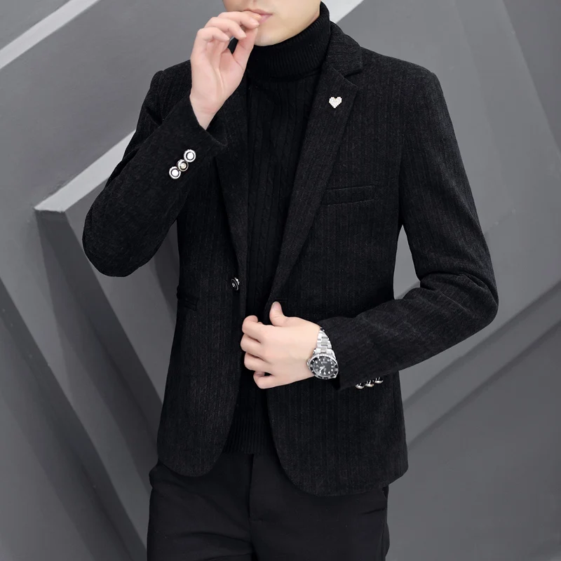 The New Style Mainly Promotes Casual Men\'s Thick Autumn and Winter Trend Suit Style Warm Korean Version Slim High-end Coat