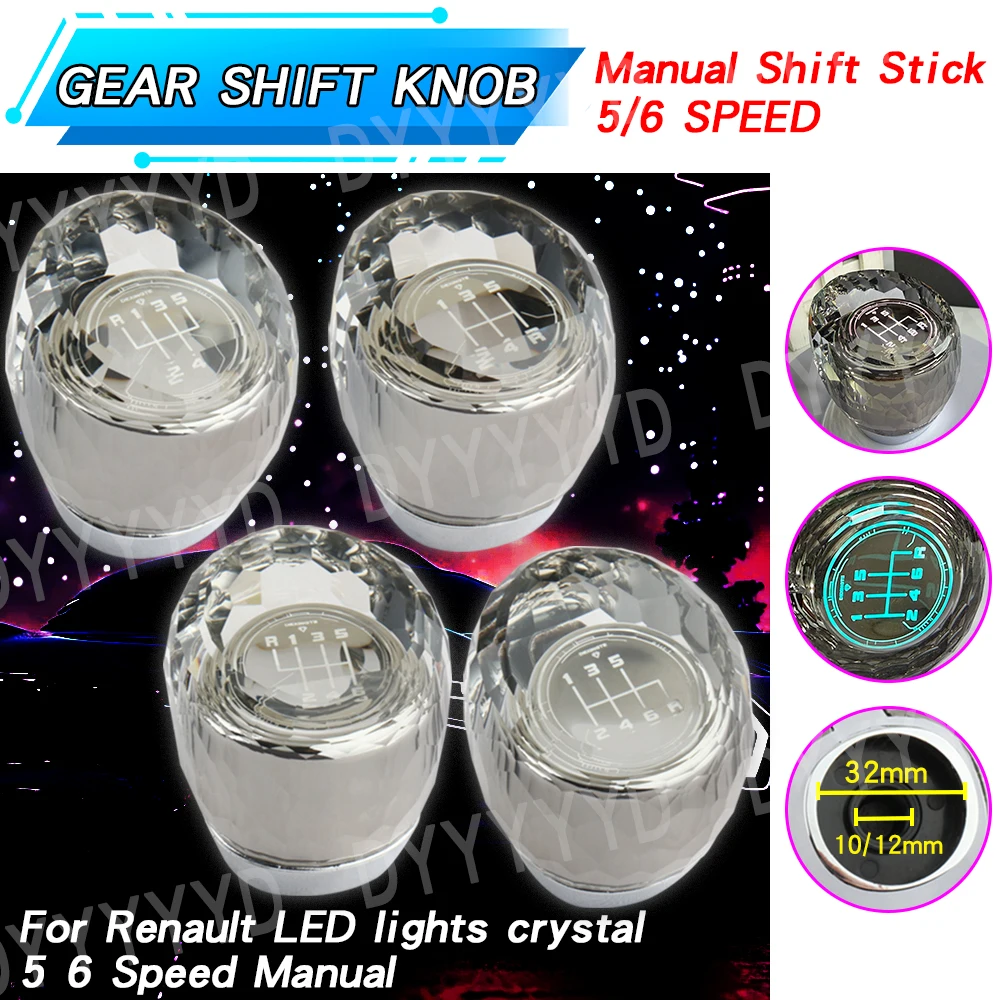 

LED Gear Shift Knob For Renault Twingo Scenic Megane Laguna Kangoo Clio II 2 MK2 172 18 Logan Car Lever Shifter Stick Pen Head