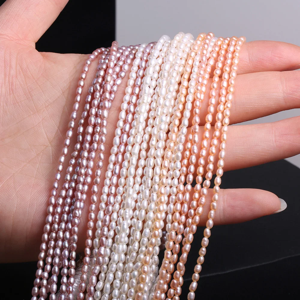 

Natural Freshwater Pearl Rice-shaped Loose Beads for Make Jewelry DIY Bracelet Necklace 2-2.5mm