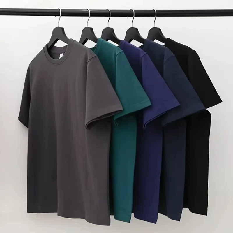 Heavyweight Pure Cotton round Neck Short Sleeve T-Shirt Unisex Loose Fit Breathable Multi-Color Daily Wear Comfortable Top