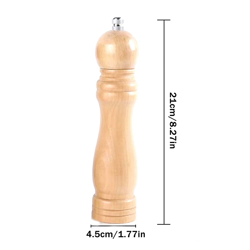 Molinillo de Pimienta de Madera, Molinillo de Sal con Mecanismo de Molienda de Cerámica, Molinillo de Pimienta de Madera, Grosor Ajustable, 6/8/10 Pulgadas