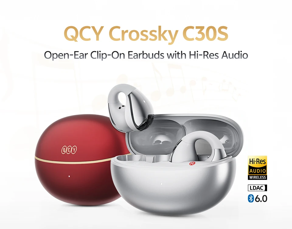 QCY Crossky C30S Clip-On Wireless-Kopfhörer Hi-Res LDAC-Kopfhörer Bluetooth 6.0 Dual-Magnet-Treiber-Headsets 40H Sport-Ohrhörer – Detail 1