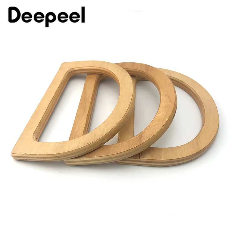 2/4Pcs Deepeel 9-13cm D-shaped Wood Bag Closure Hand-held Wooden Semi-circle Handles Handbag Woven-bag Hardware Accessories