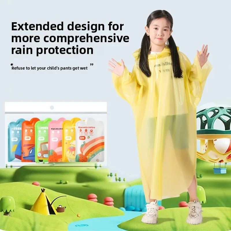 

6 Pcs Convenient Card Packaging Kids Raincoat High Quality Travel Vacuum Compression One-Piece Raincoat Thickened Rain Gear