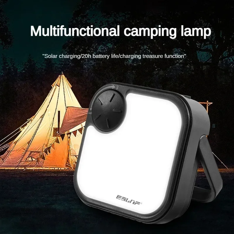 Solar Camping Lantern Rechargeable Tent Light Three Color Dimmable Multifunctional Work Lights Portable Outdoor Emergency Lamp