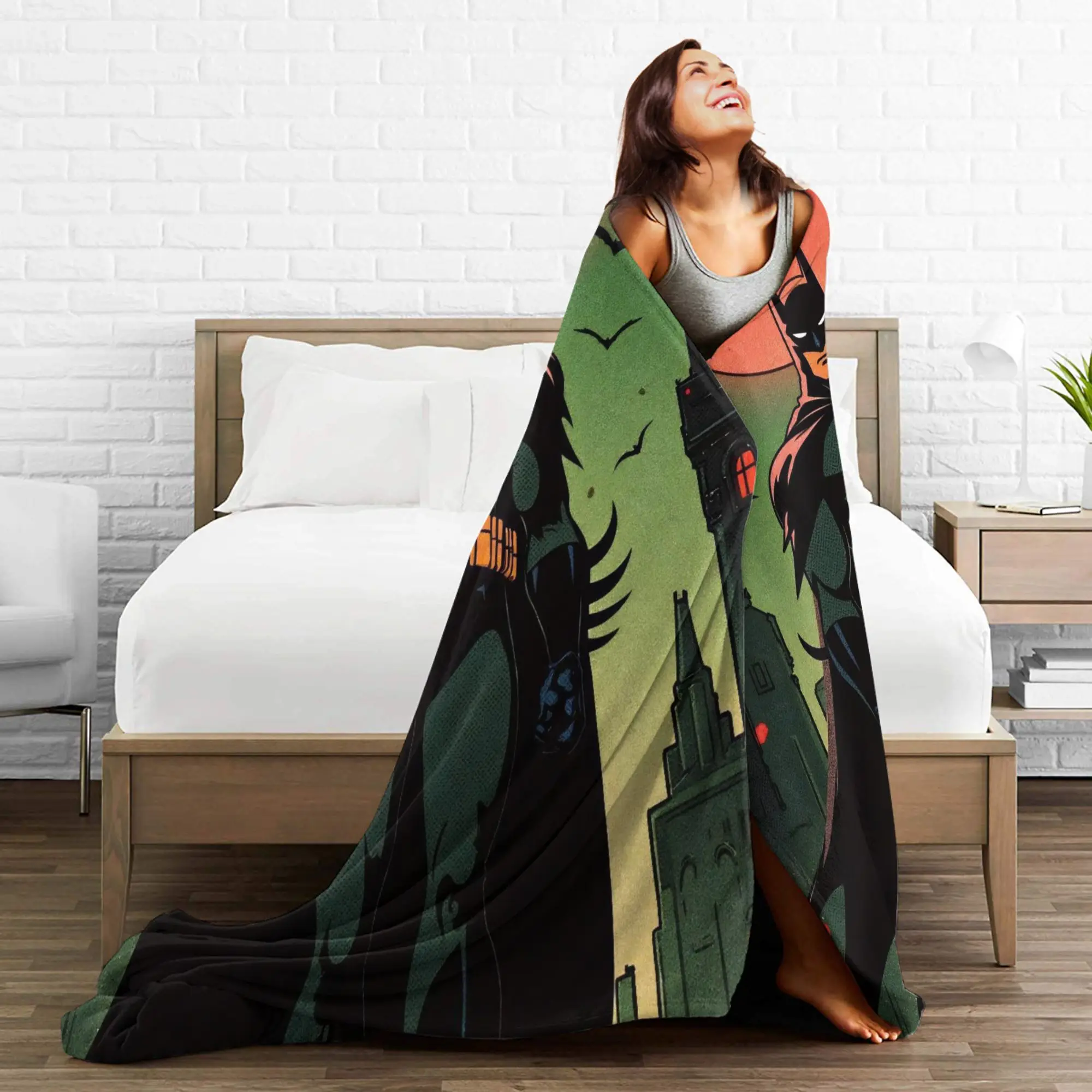 Batmans Plush Blanket Night Bat Funny Throw Blankets for Bed Sofa Couch 150*125cm Bedspreads, - view 6