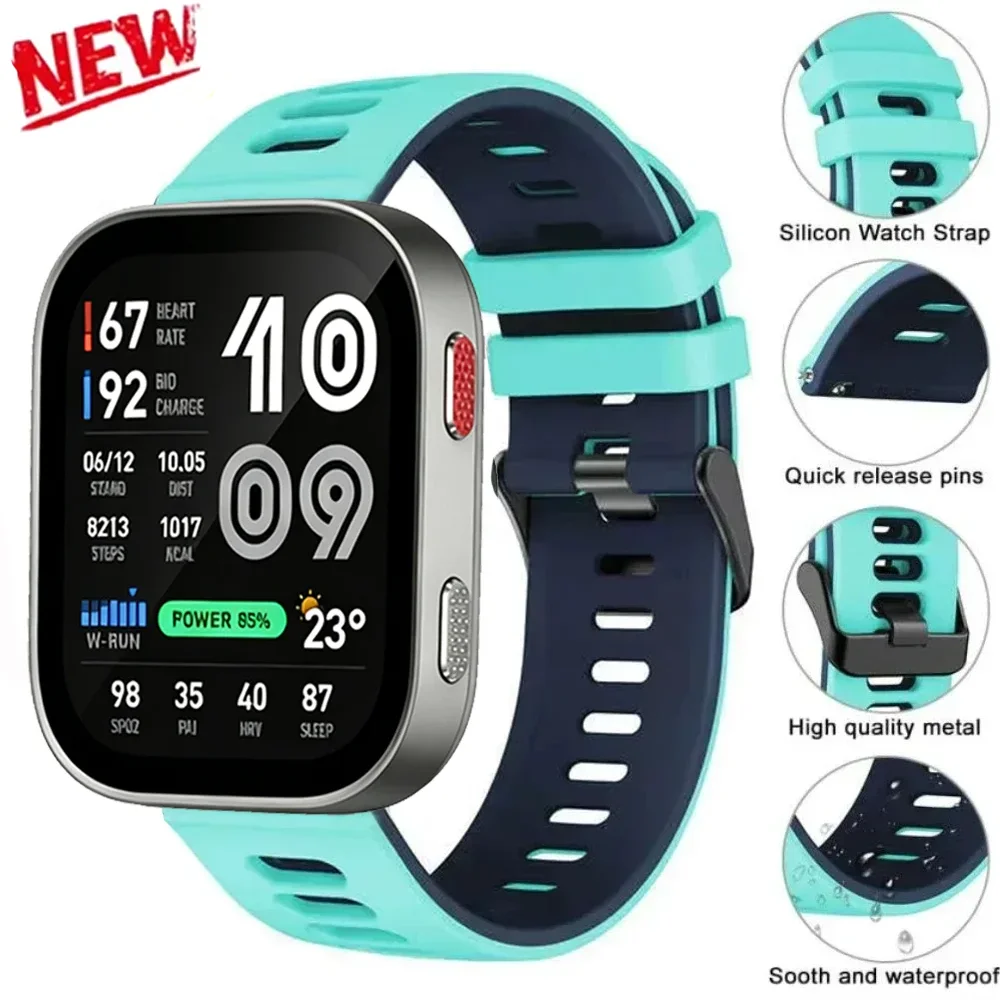 20/22mm Two-tone Sport Soft Silicone Strap for Amazfit Bip Max 6 5 Balance 3 2 Ultra -Rex3 Pro Wristband Amazfit Active Max 3 2
