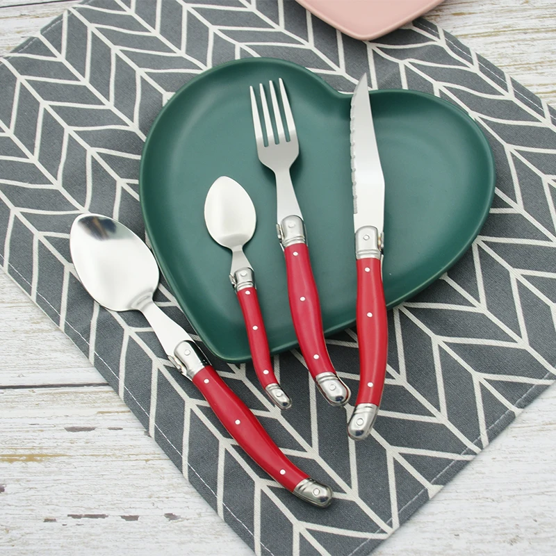 4-24pcs Rainbow Laguiole Cutlery Colorful Dinnerware Steak knives Dinner Fork Tablespoon Teaspoon Black Dinner set Tableware Bar