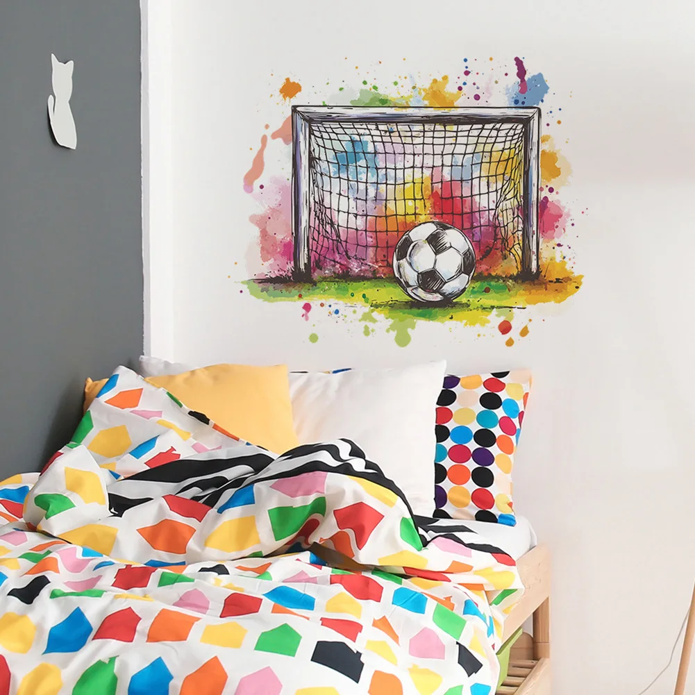 Soccer-Inspired Wall Decal for Living Space Decoration Featuring Thematic Consistency and PVC Material Integrity
