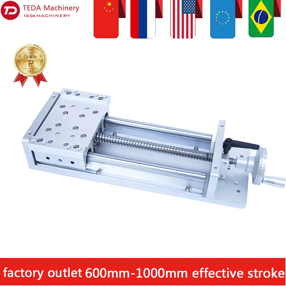 

XYZ CNC manual linear guide table 600-1000mm effective stroke hand wheel sliding table extra long ball screw workbench