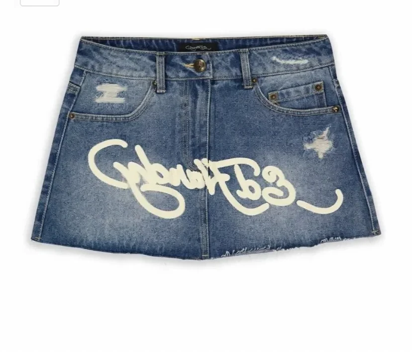 Mini saia jeans azul vintage feminina, streetwear gótico, estampa de letras, cintura alta, fina, curta, gostosa feminina, hip hop, y2k