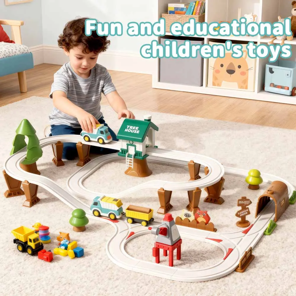 

Игрушка с электропоездом и круглыми рейками — набор локомотивов на лесной тематике, литая под давлением железнодорожная развивающая игрушка для детей