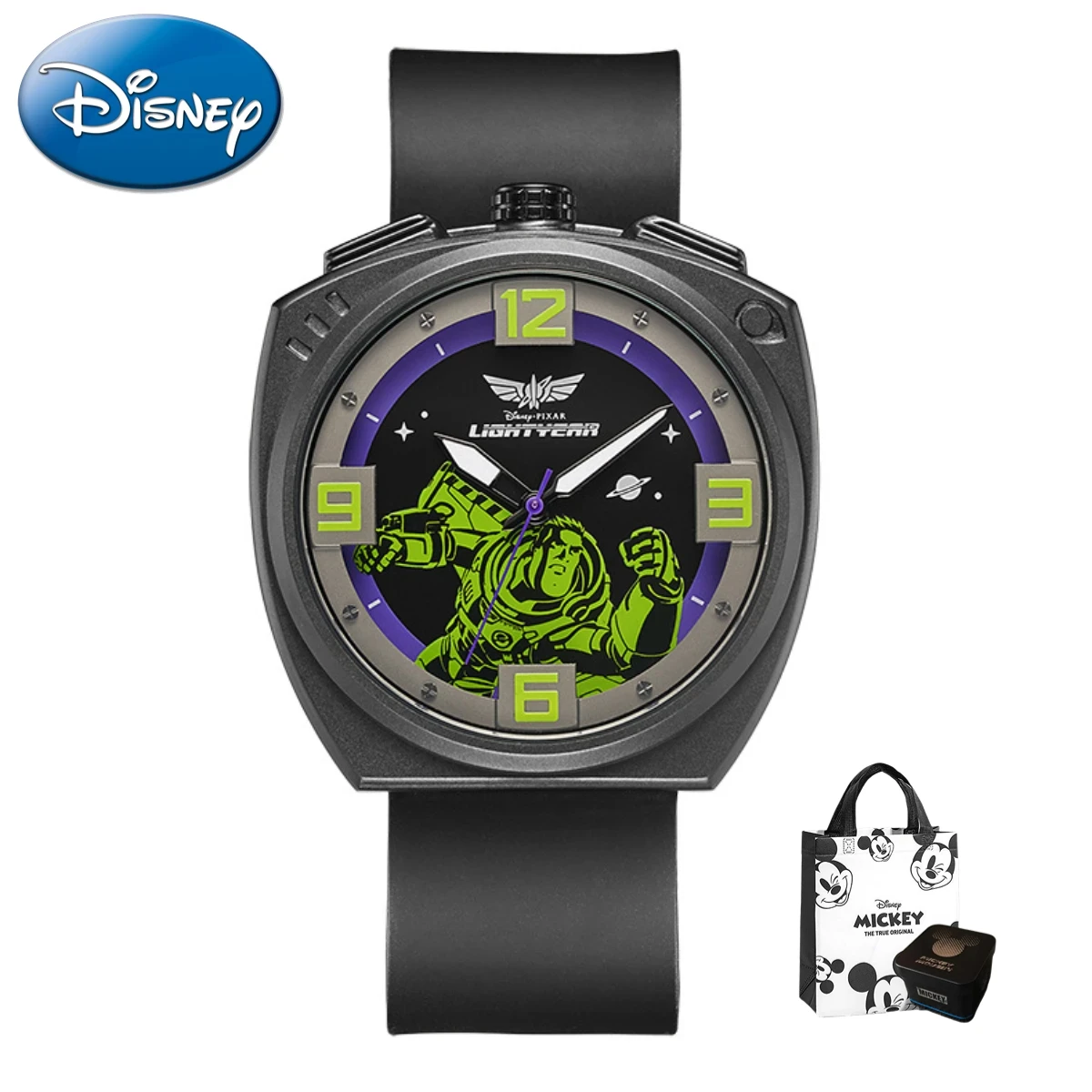 Disney Men Gift Watch Boy Buzz Light Year Cartoon Luminous Waterproof Children\'s Sports Quartz Clock Relogio Masculino