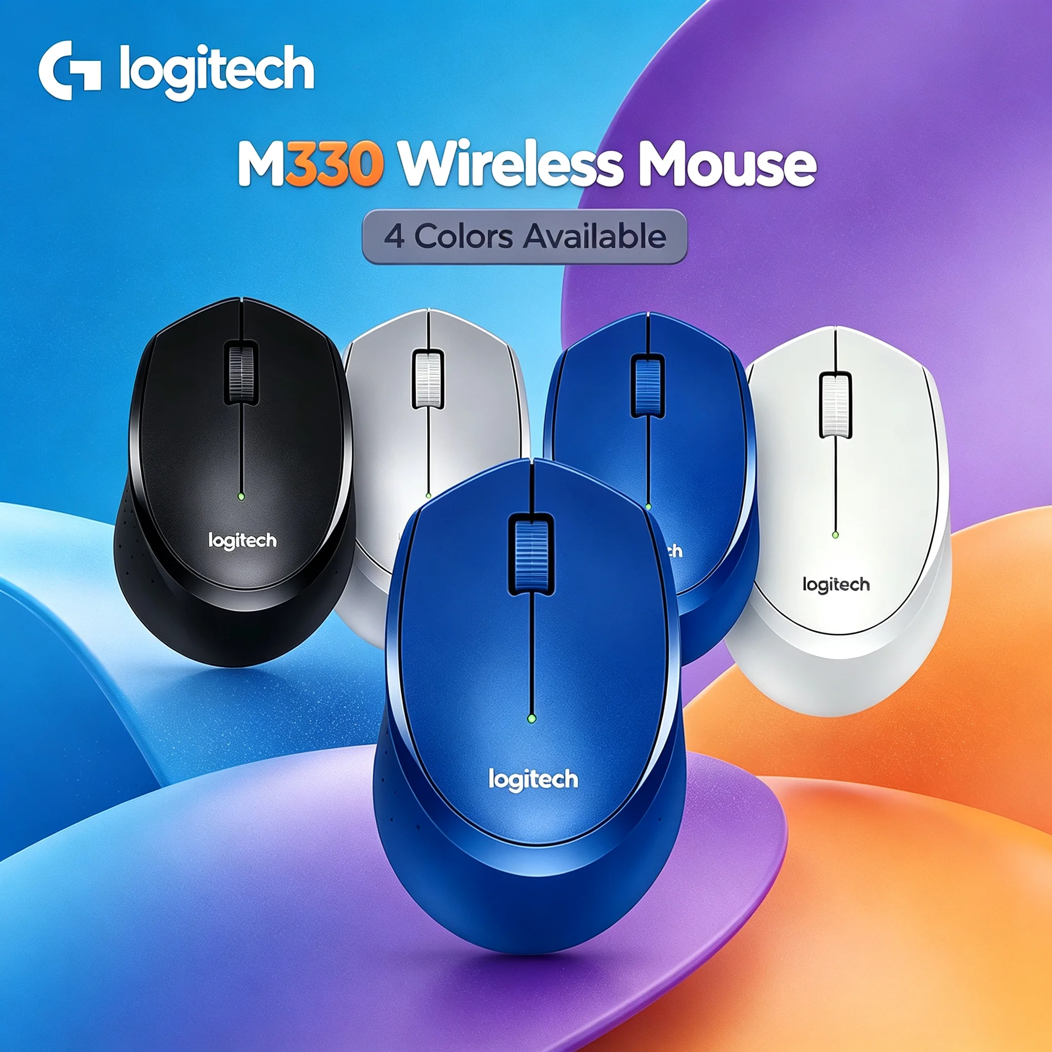 Logitech M330 Ergonomic Silent Wireless Mouse, Stable 2.4G Wireless, Quiet Buttons, Ideal for Office, Classroom and Home Working