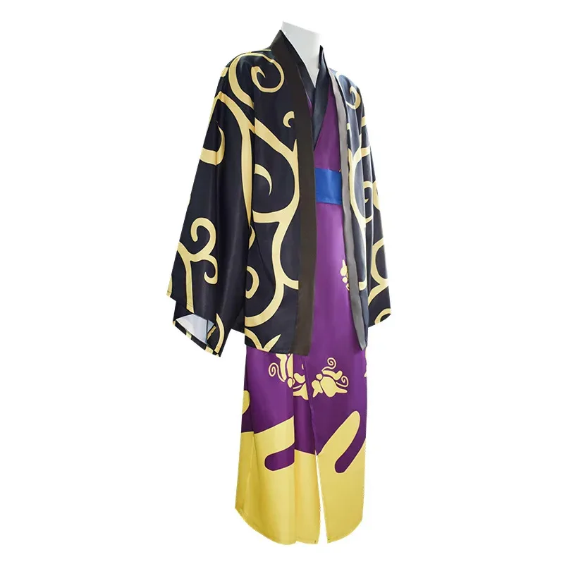 Anime GinTama Costume Shinsuke Takasugi Cosplay Uniform Kimono Cloak Wig Set Halloween Party for Woman Men eo]5