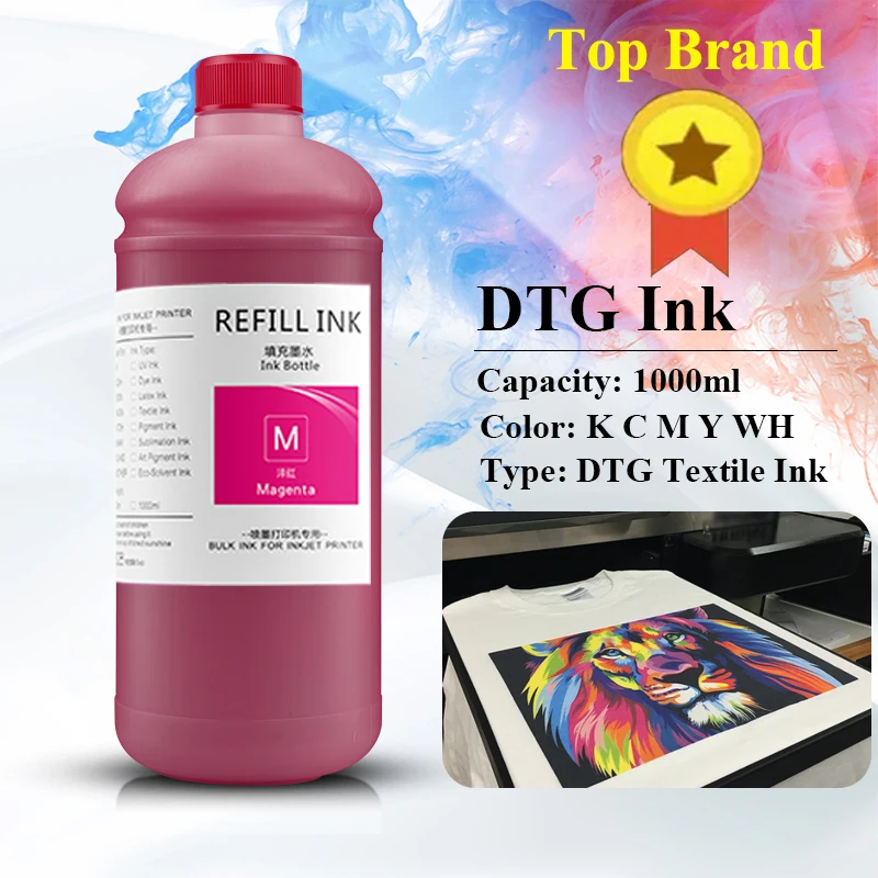 1000ML DTG Ink Direct to Garment Textile Ink For Epson DX5 DX7 XP600 TX800 5113 4720 I3200 F2000 F2100 R1900 R2000 DTG Printing