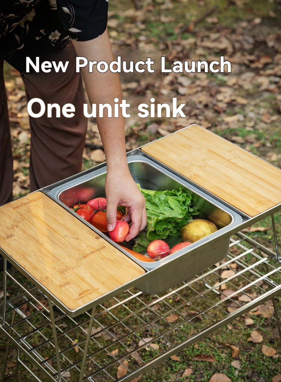 CAMPINGMOON Camping CK-26 IGT One Unit Sink 304 Stainless Steel Dish and Vegetable Sink Multi functional Water Storage Basin