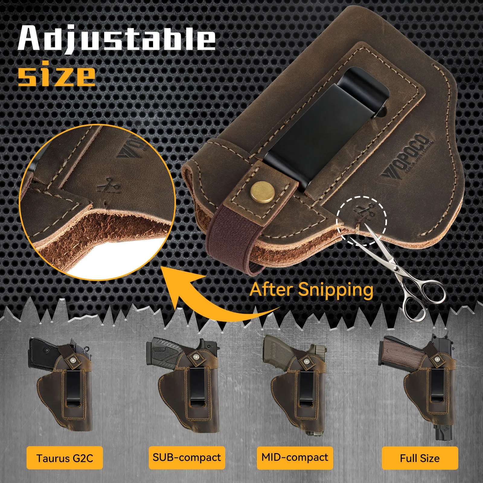 2025 IWB/OWB Leather Holster for Glock 17/19/23/26/42/43X, Taurus G2/G2C/G3C, Concealed Carry Gun for Most Size Pistols Compact 5