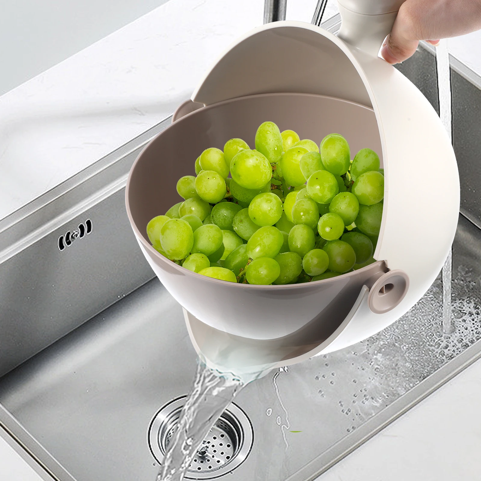 

Rotating Drain Basket Laundry Baskets Kitchen Strainer Vegetable Fruit Bowl Food Abs Drainer for Colander