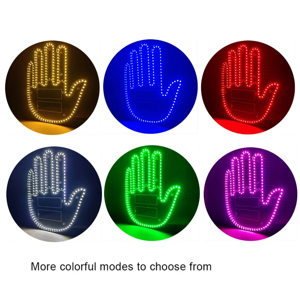 Gesture LED Funny Car Finger Light with Remote Gesture LED Funny Back Window Sign Car Middle Finger Car Light