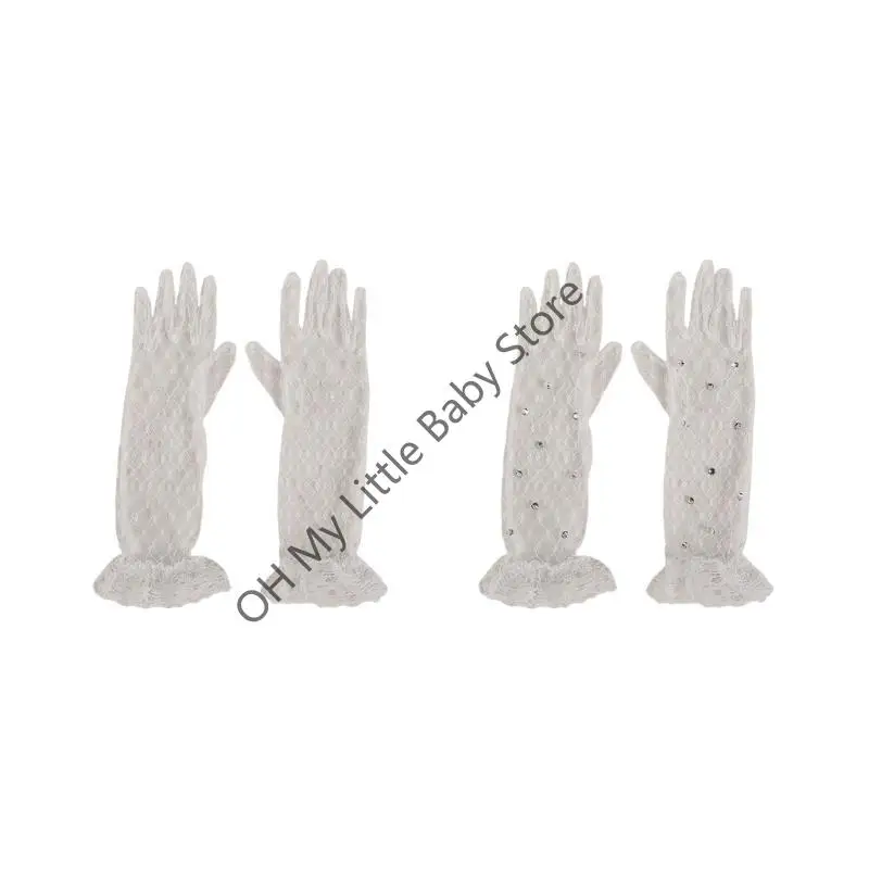 

M76C Soft and Breathable Lace Gloves Photography Costume Wedding Accessories Mittens for Kids Weddings and Birthday Parties