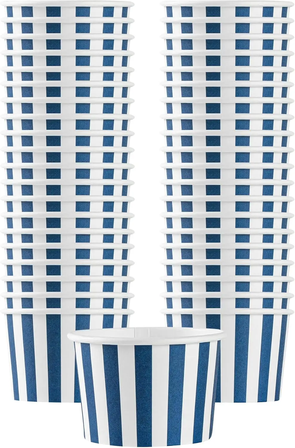 

Coppetta 4-Ounce Dessert Cups, 50 Disposable Ice Cream Cups - Lids Sold Separately, Heavy-Duty, Blue And White Paper Fro