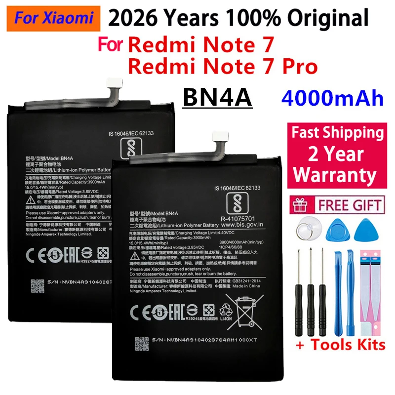 Original Battery For Xiaomi Mi Redmi Note Mix Max 2 3 A3 3S 3X 4 4X 4A 5 5A 5S 5X M5 6 6A 7 7A 8 8T 9 SE Pro Plus Lite batteries