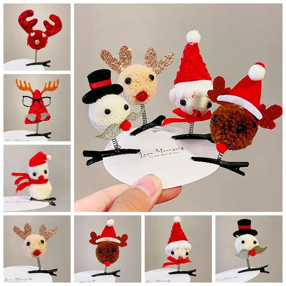 Merry Christmas Decor Christmas Hairpin Sequin Santa Claus Children Deer antler Hair Clip Bowknot Korean Hair Accessories