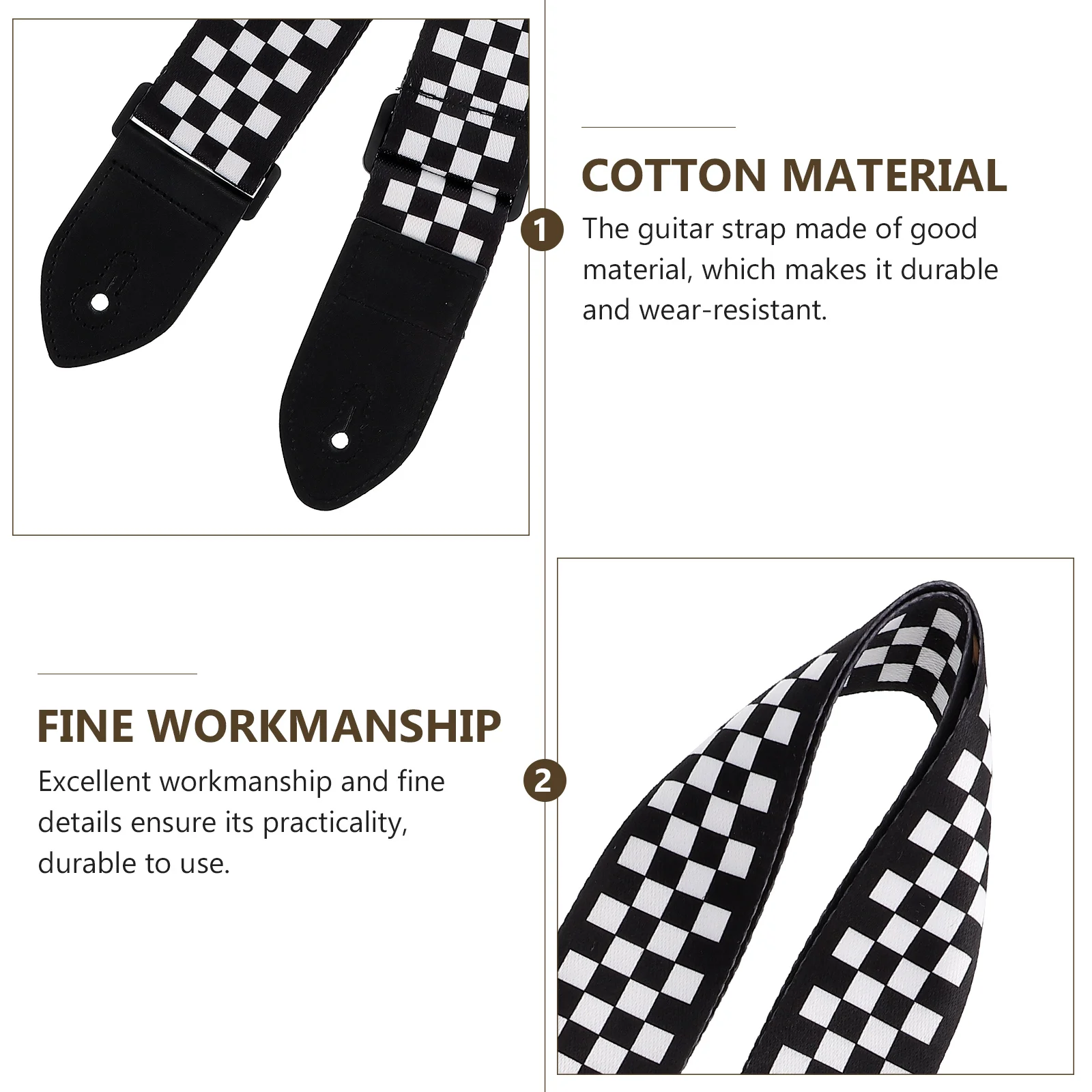 

2 Pcs Guitar Strap Musical Instrument Straps Acoustic Waist Belt Lattice Zhi Cotton