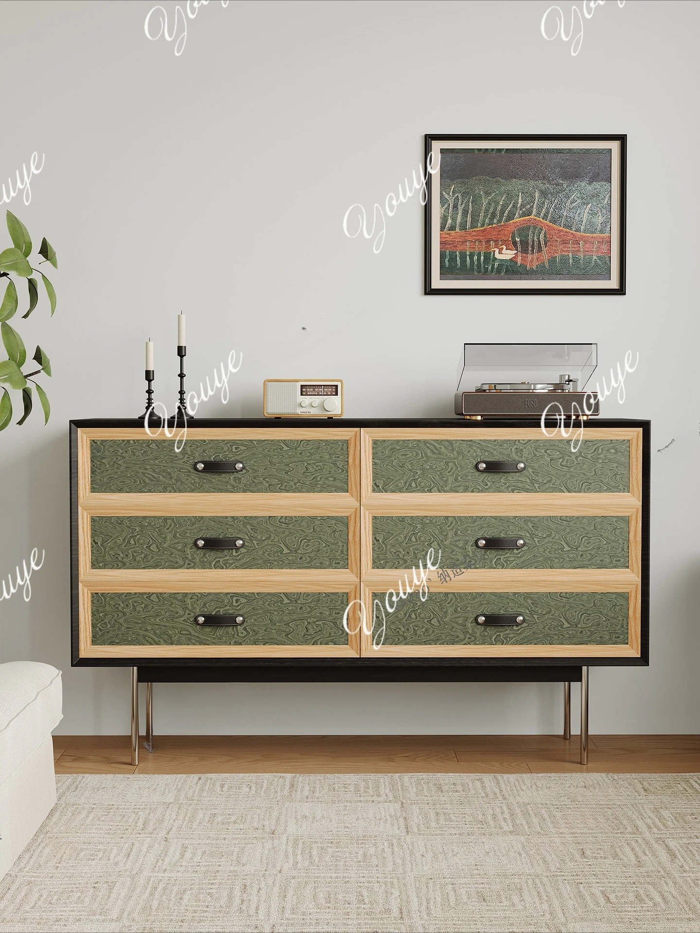 

Fabricated medieval style solid wood chest of drawers, chest of drawers, sideboards, retro bedroom bedside storage, wall storage